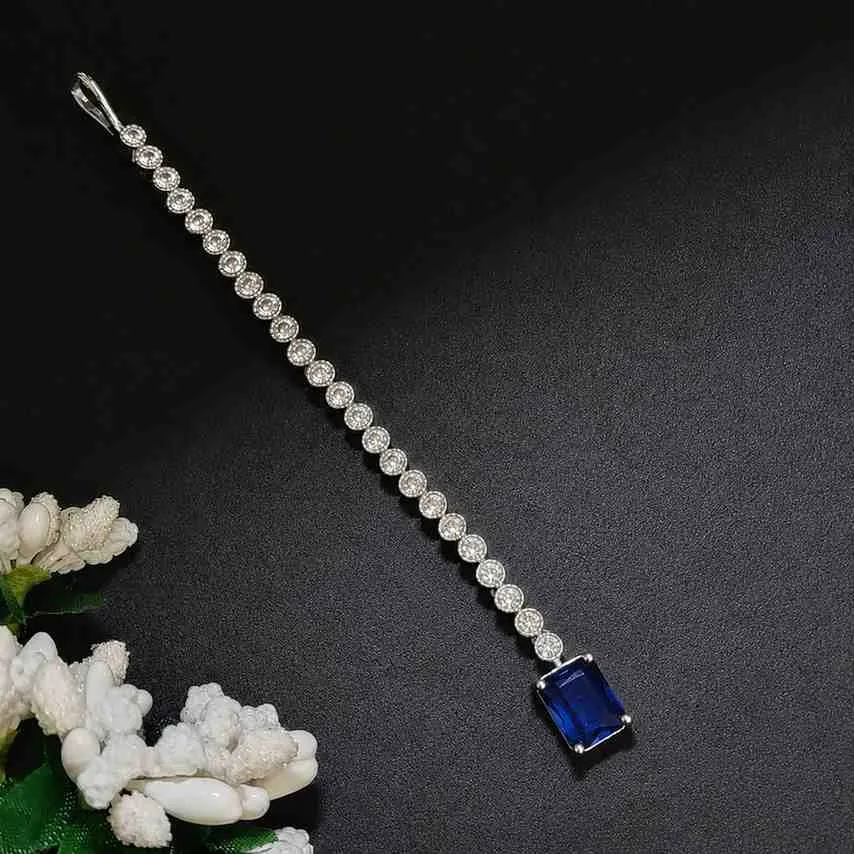 Nimoraa Sapphire Tennis Maangtikka