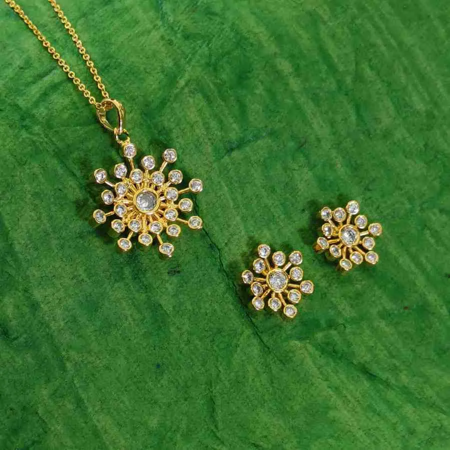 Aarika 3D Sunburst Pendant Set
