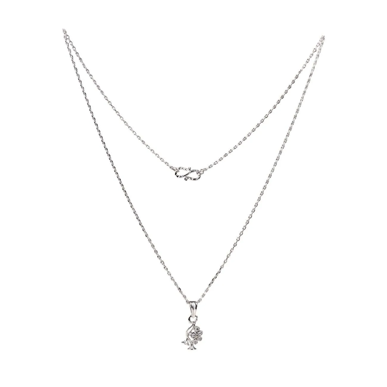 Nimoraa Floral Trumpet Grace Silver Pendant Set