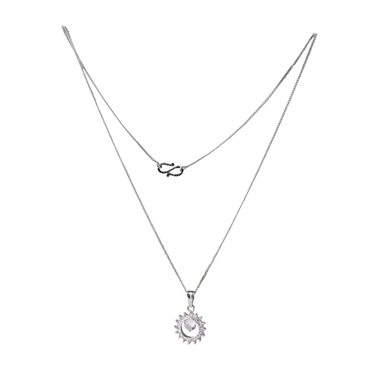 Nimoraa Radiant Halo Silver Pendant Set