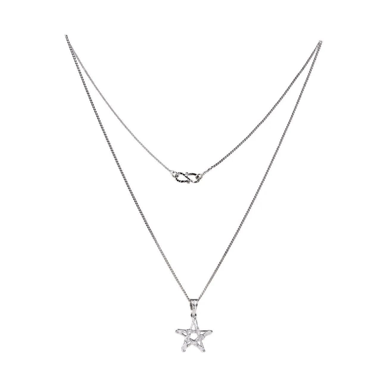 Nimoraa White Baguette Star Spark Pendant Set