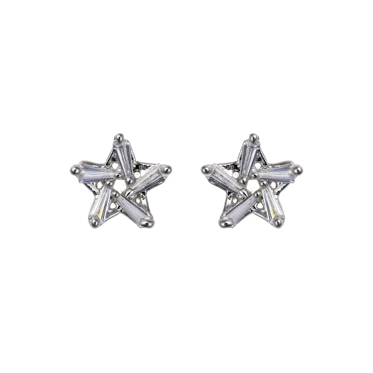 Nimoraa White Baguette Star Spark Pendant Set