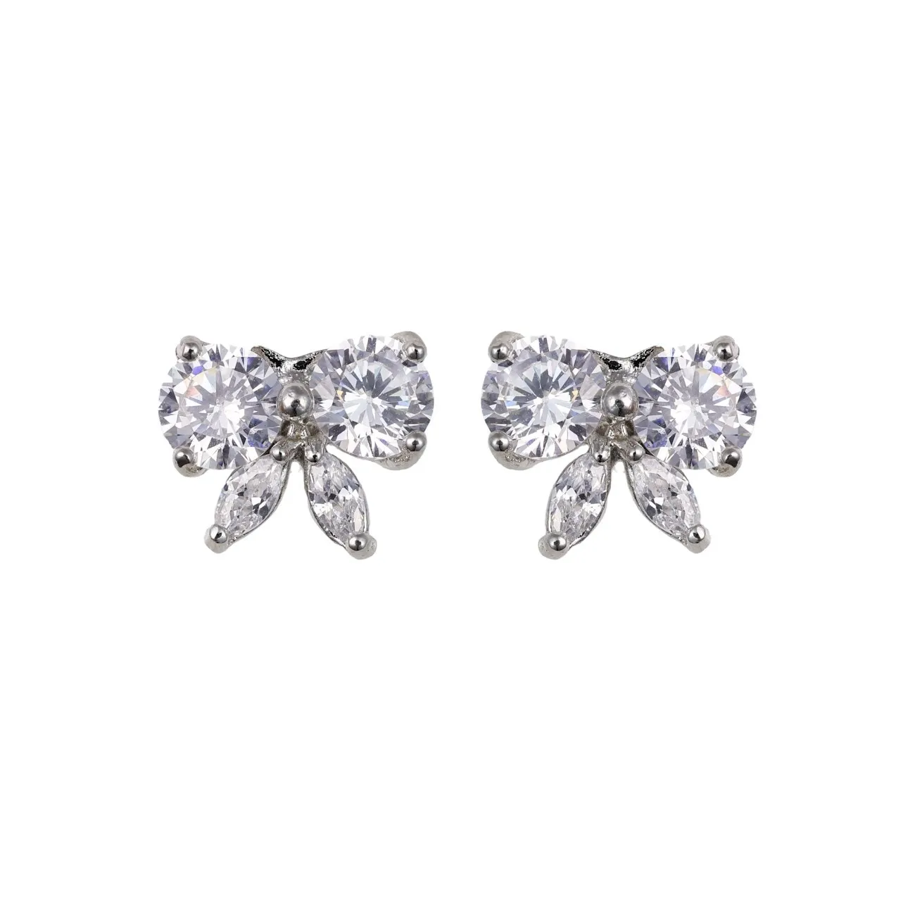 Nimoraa Crystal Bow Spark Silver Pendant Set