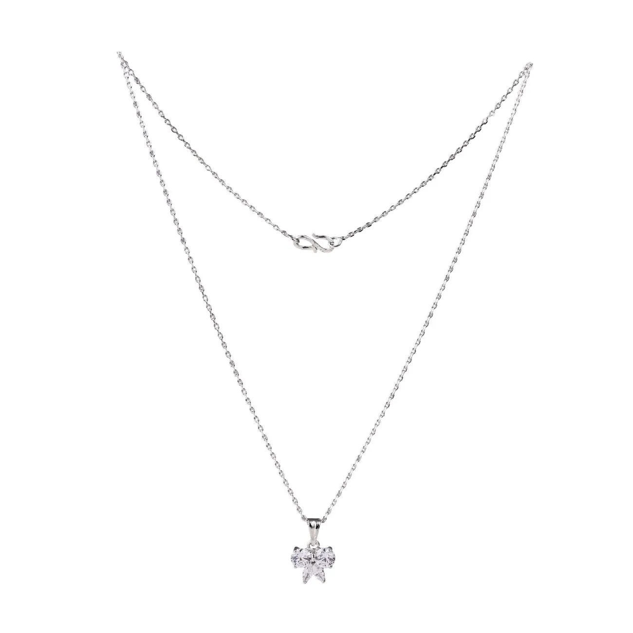 Nimoraa Crystal Bow Spark Silver Pendant Set