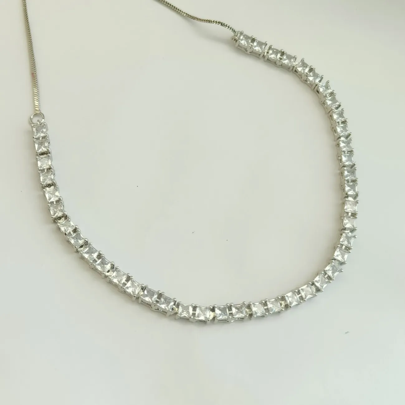 Nimoraa Crystal Square Tennis Necklace Set