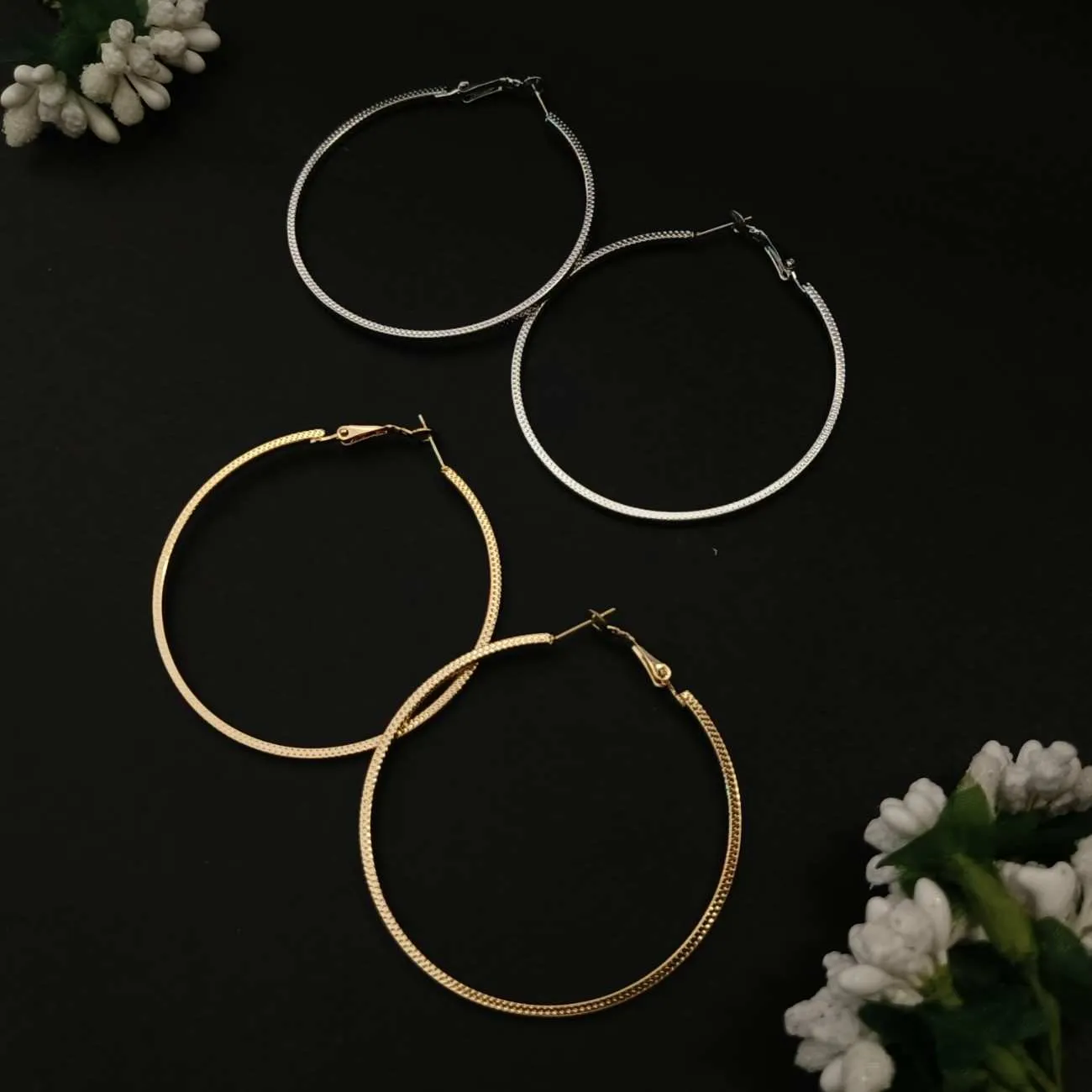 Celeste Textured Hoop Earrings Combo – Set of 2 Pairs