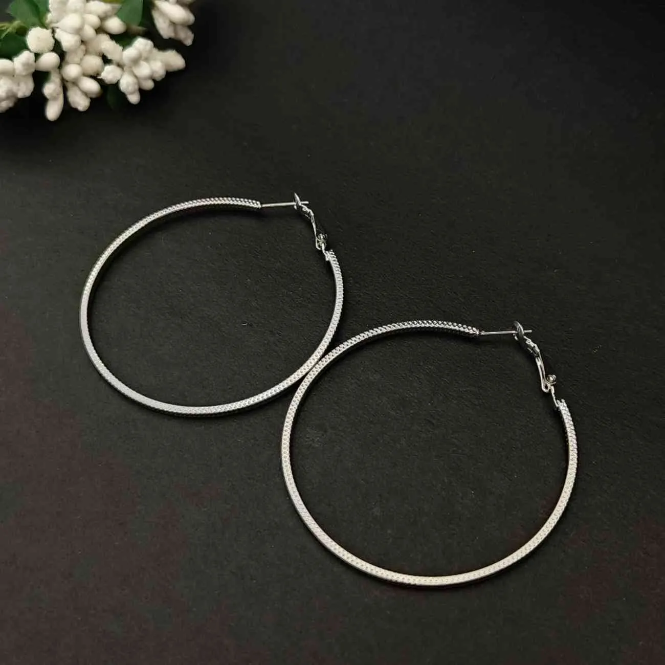 Celeste Textured Silver Hoop Earrings
