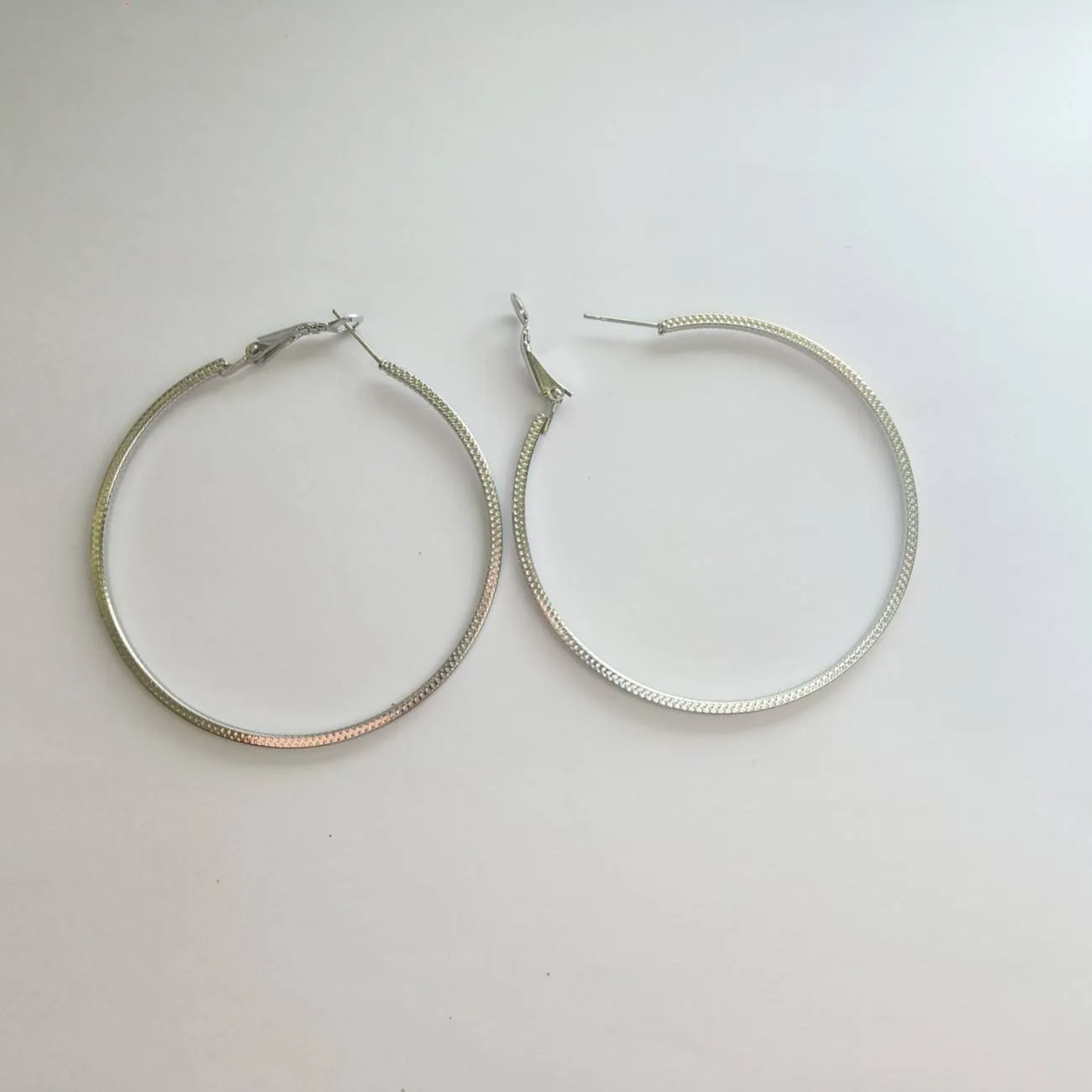 Celeste Textured Silver Hoop Earrings