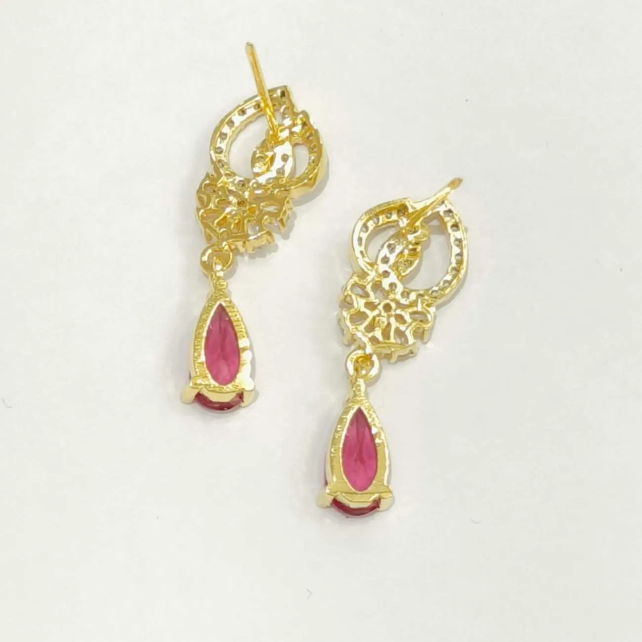 Nimoraa Ruby Bloom Drop Earrings