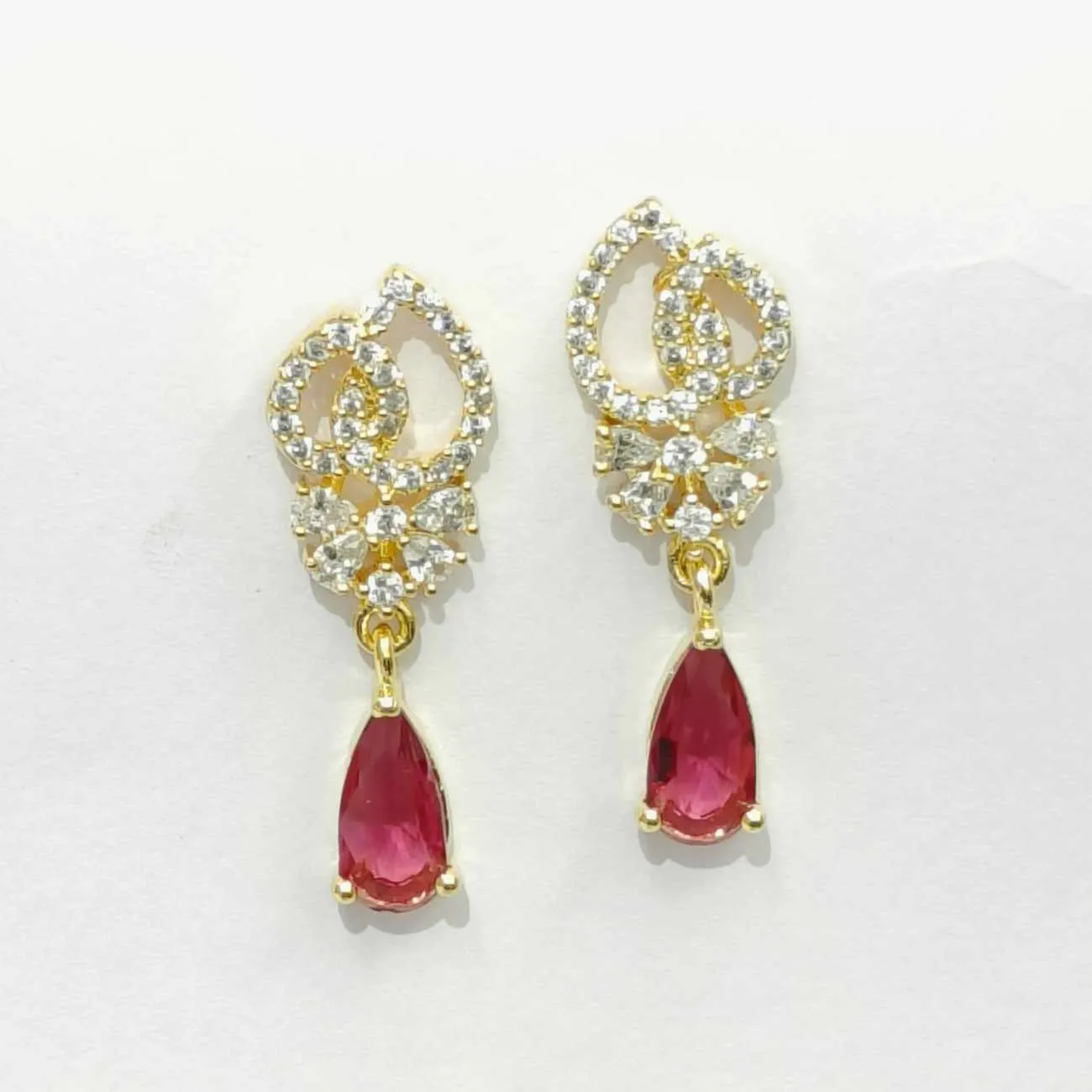 Nimoraa Ruby Bloom Drop Earrings