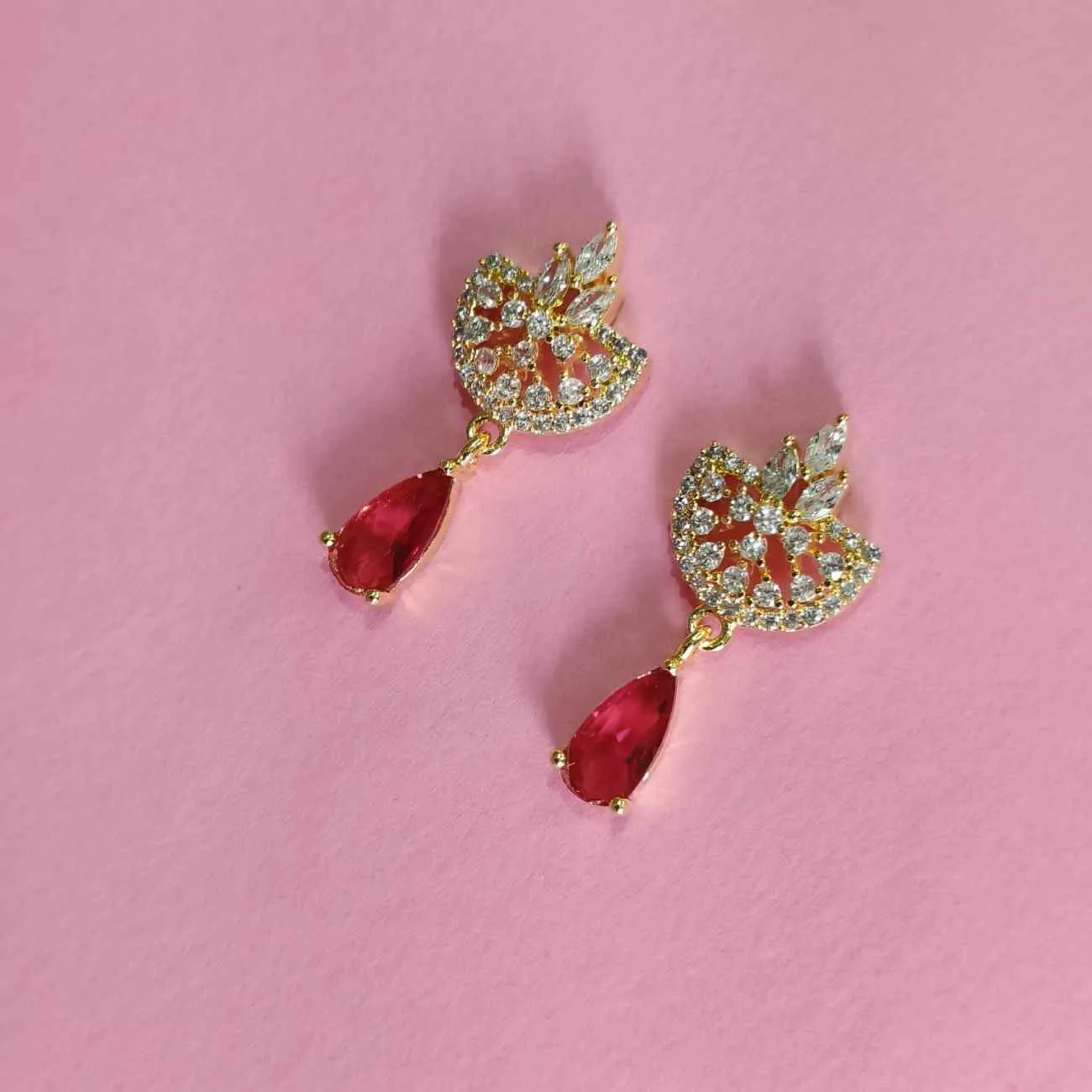 Nimoraa Scarlet Crescent Drop Earrings