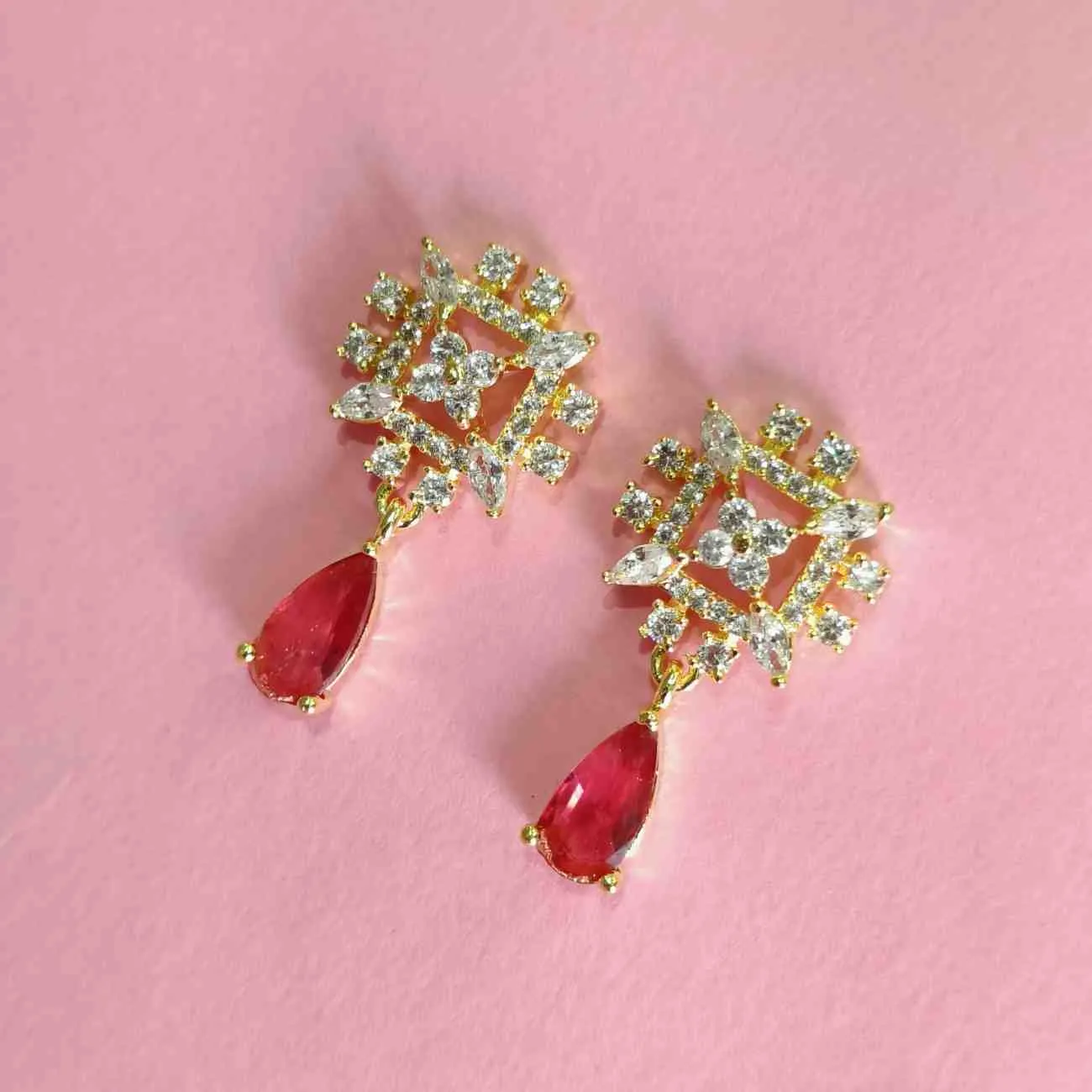 Nimoraa Ruby Royale Statement Earrings