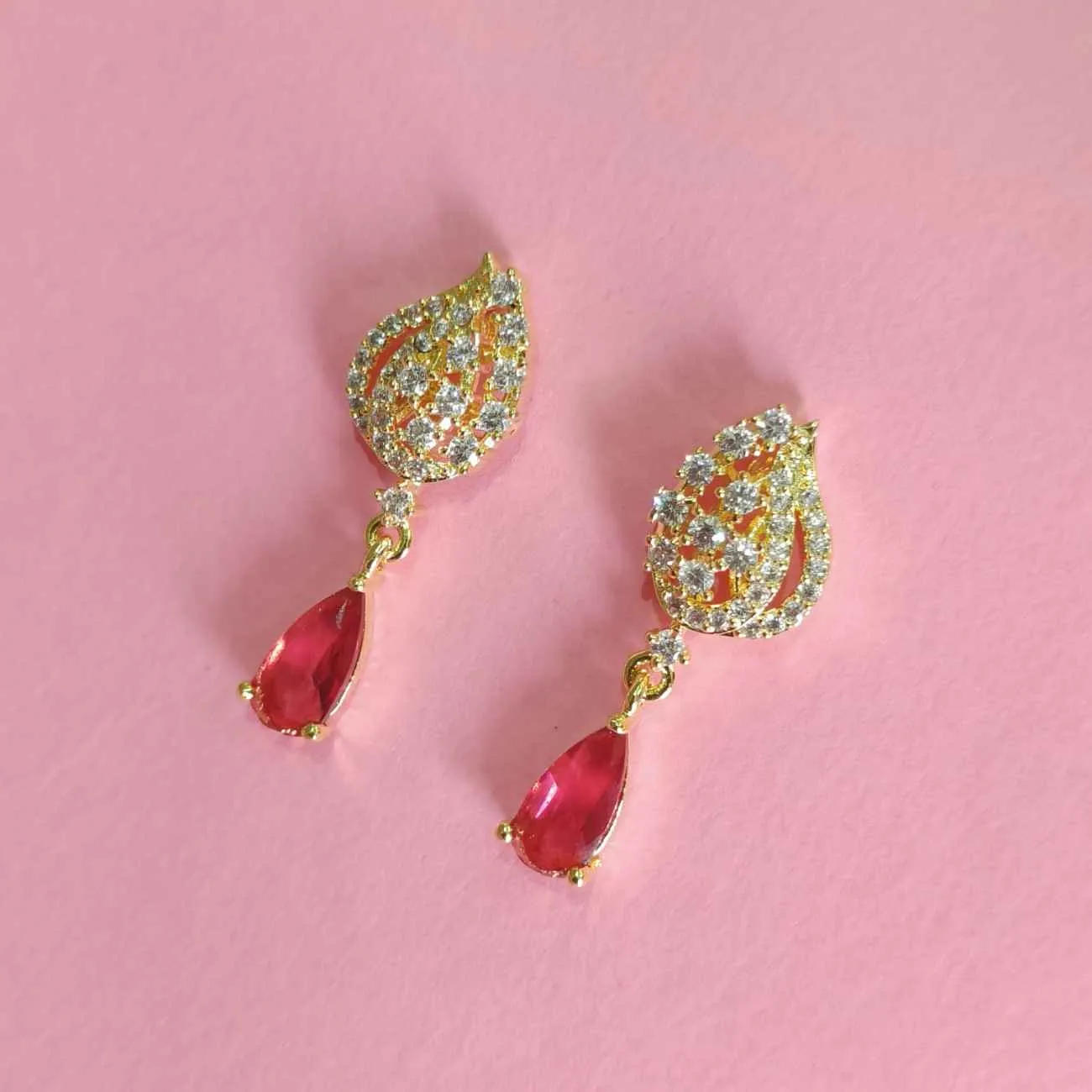 Nimoraa Ruby Dewdrop Earrings