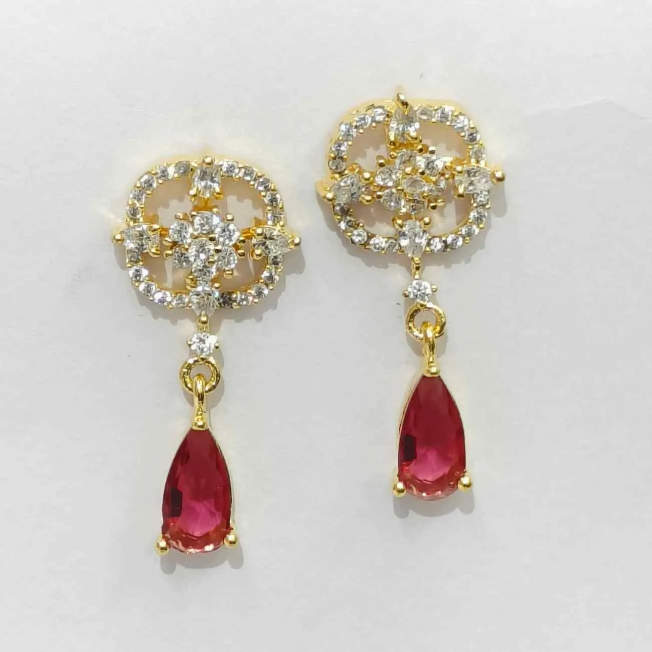 Clover Bloom Ruby Drop Earrings