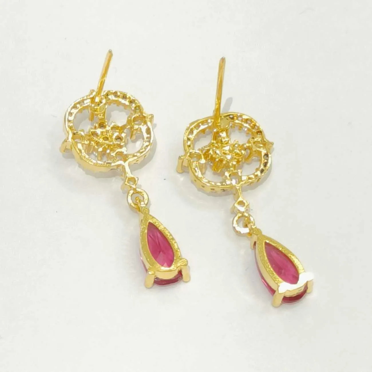 Clover Bloom Ruby Drop Earrings