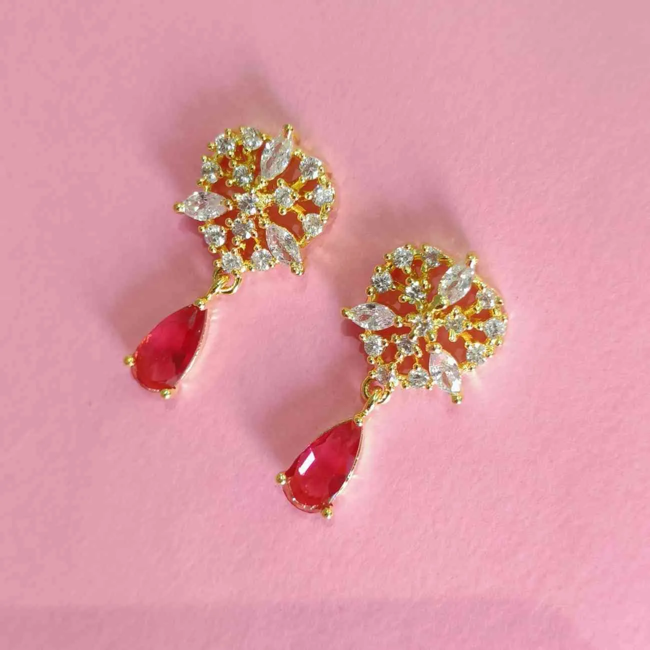 Nimoraa Scarlet Blossom Drop Earrings