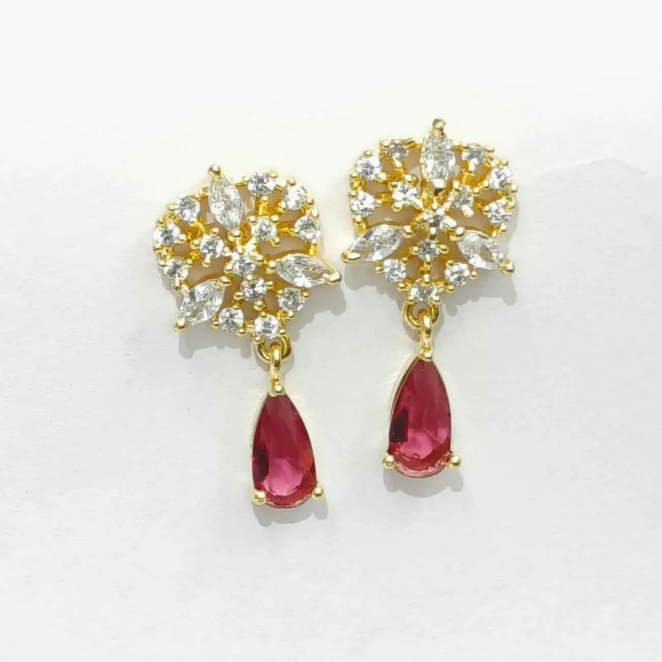 Nimoraa Scarlet Blossom Drop Earrings