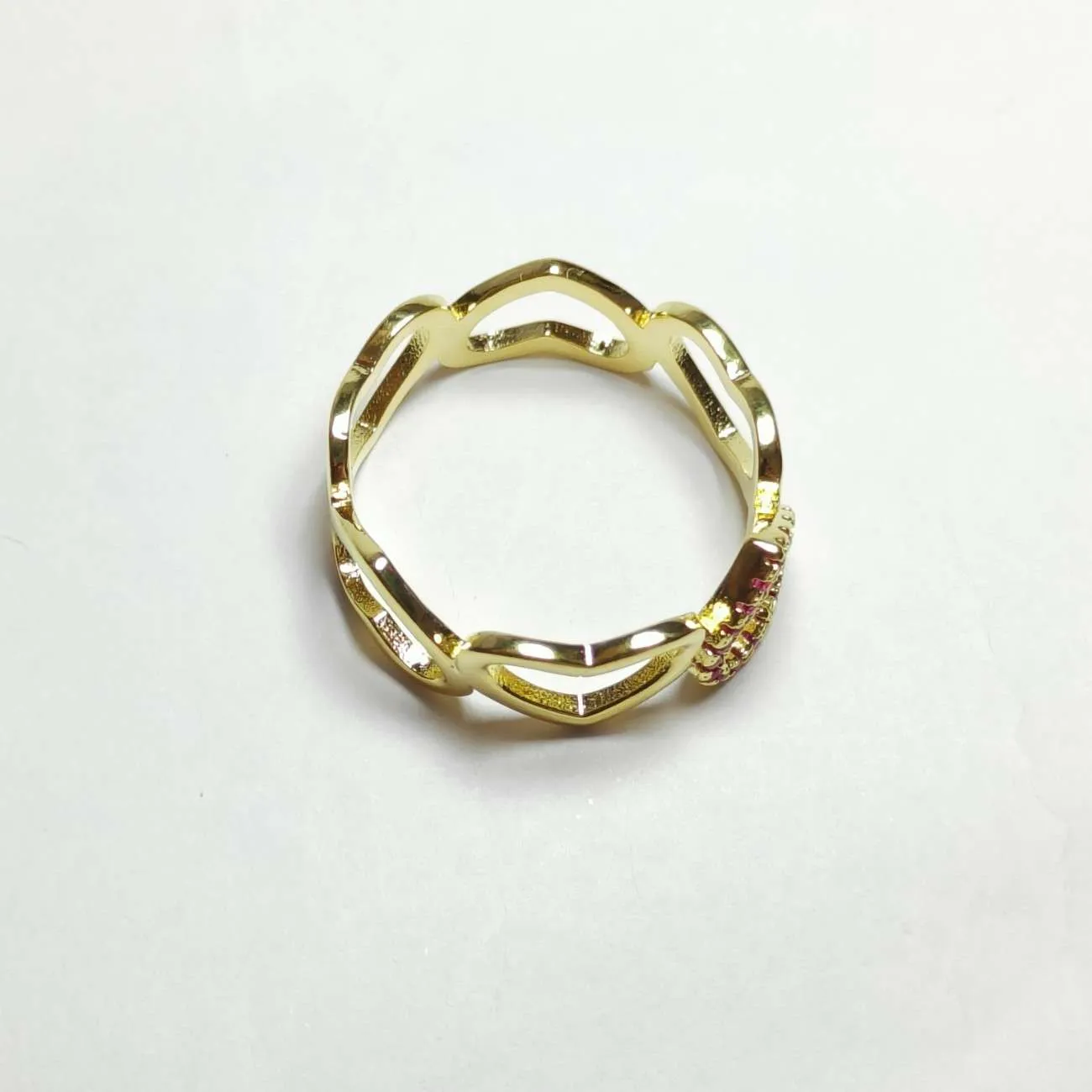 Rosabelle Pink Heart Gld Band Ring