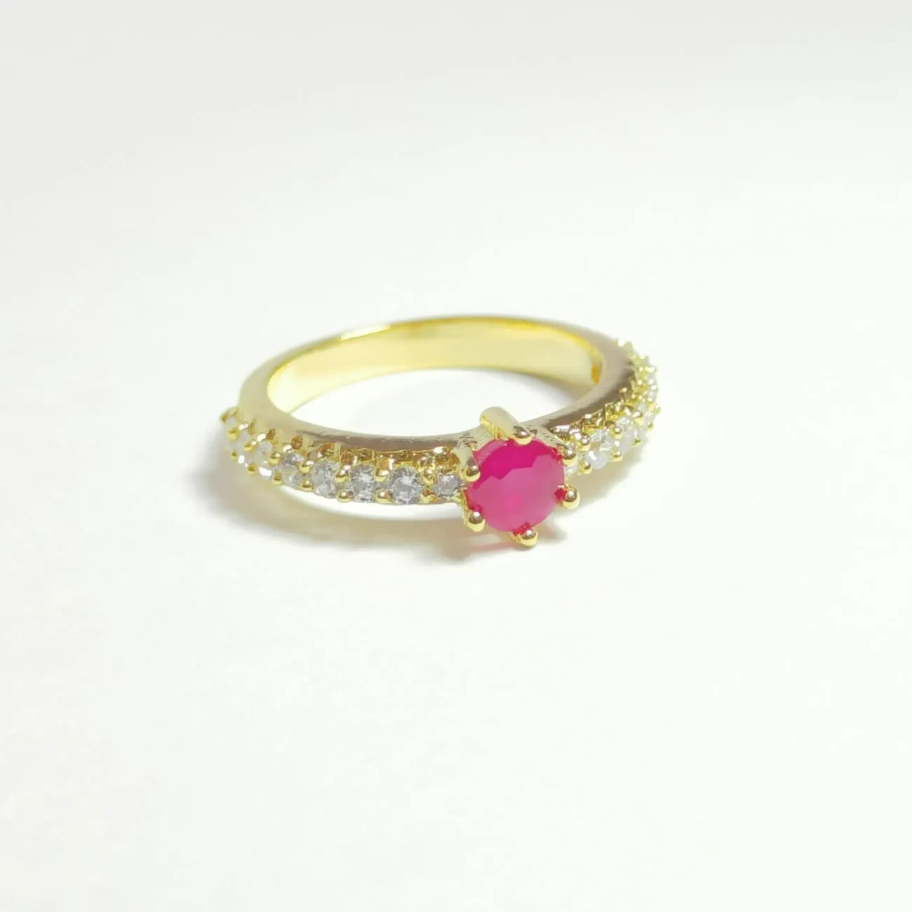 Ruby Belle Solitaire Ring – Gold Plated