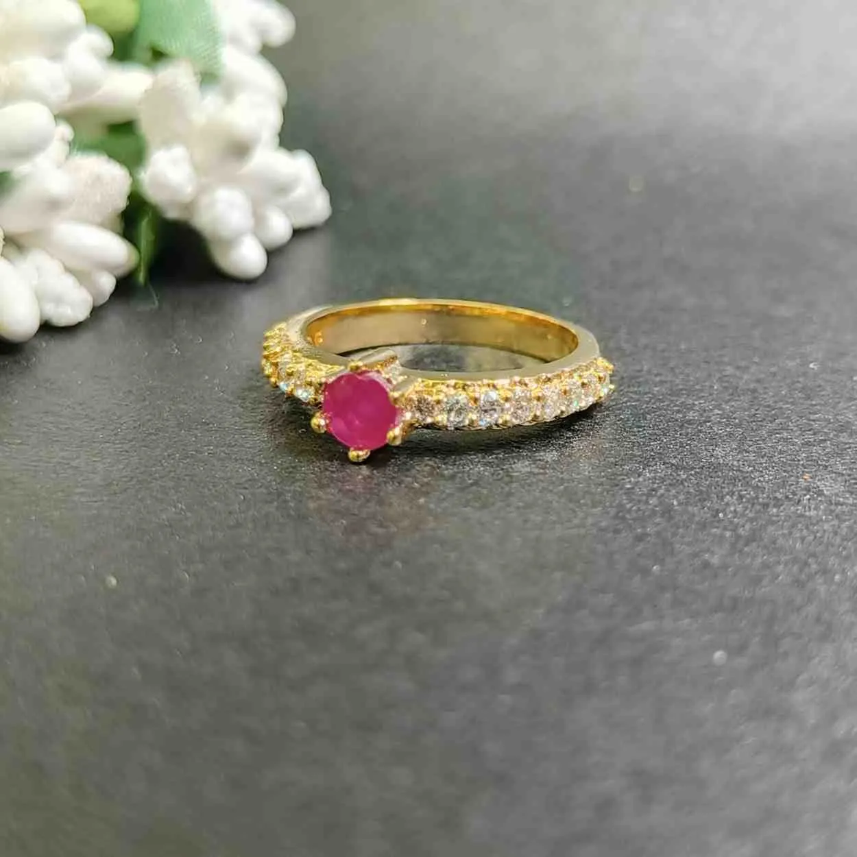 Ruby Belle Solitaire Ring – Gold Plated