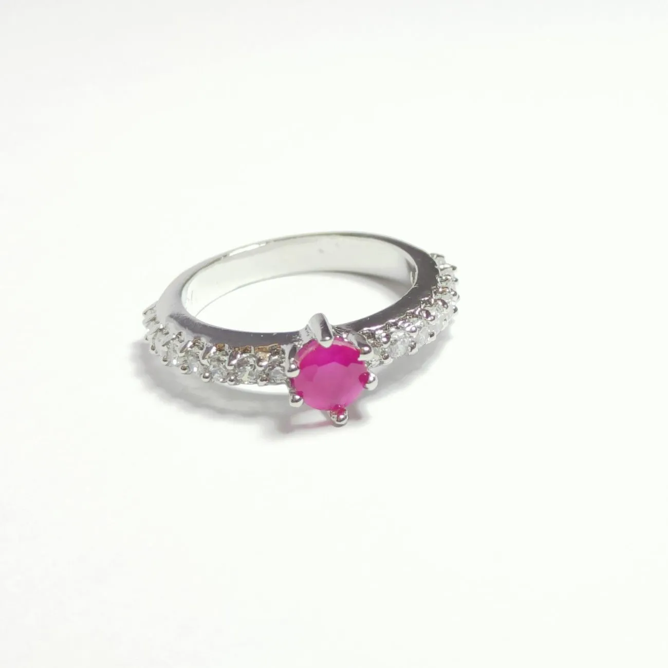 Ruby Aura Solitaire Ring – Silver Plated
