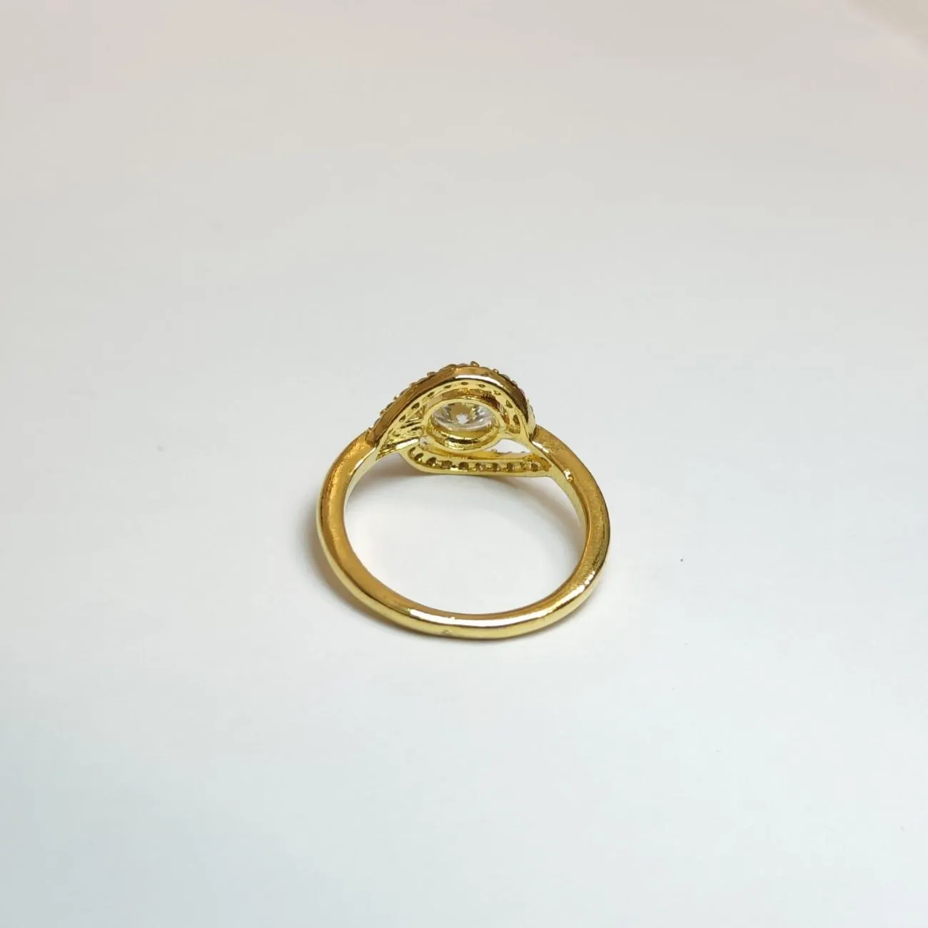 Aurora Halo Solitaire Ring – Gold Plated