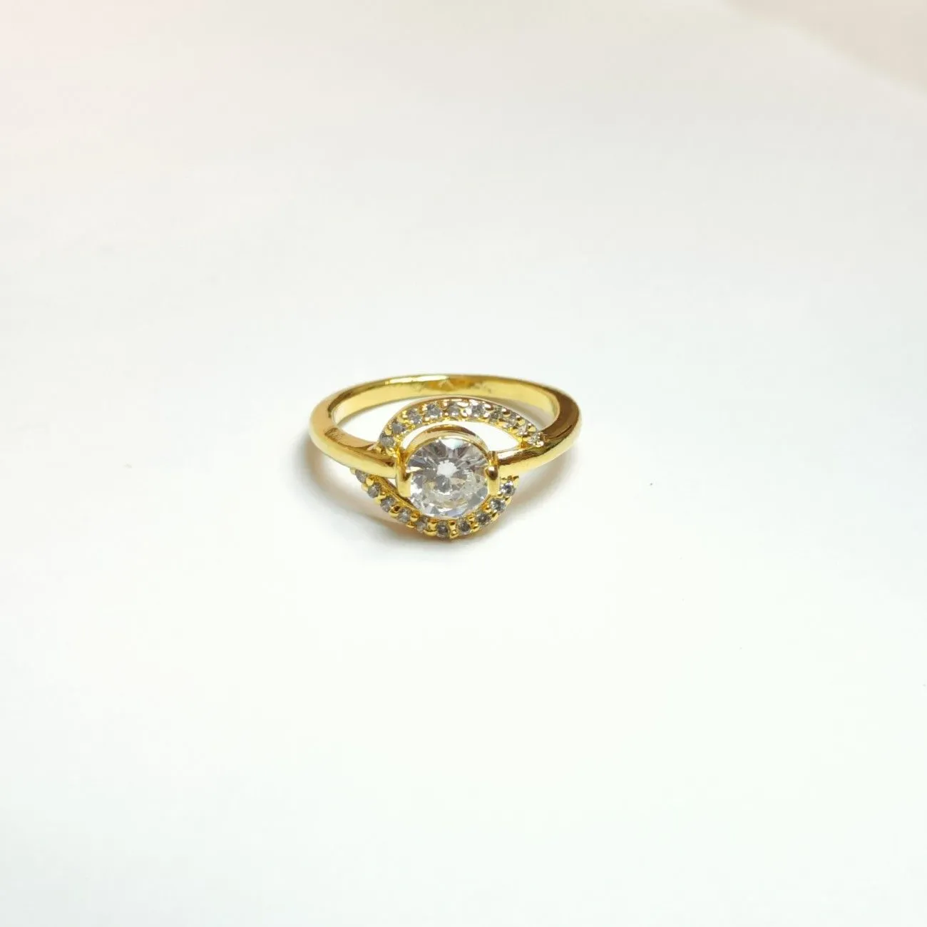 Aurora Halo Solitaire Ring – Gold Plated