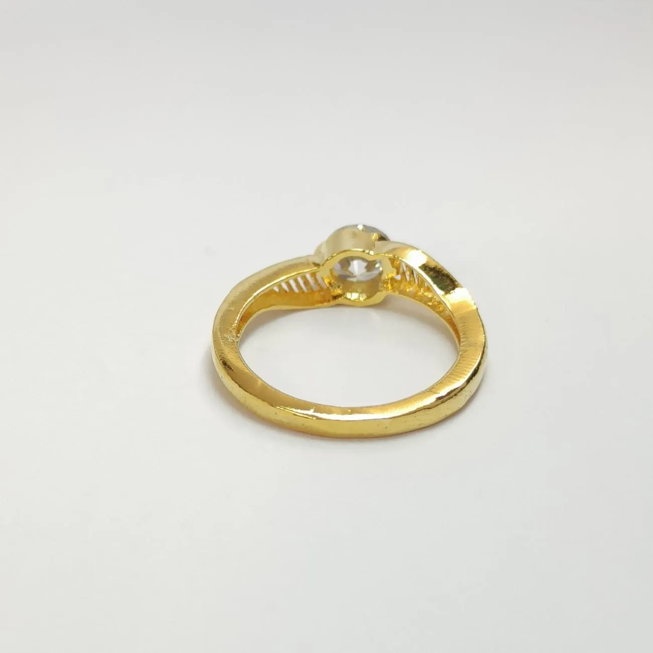 Celestia Textured Solitaire Ring – Gold Plated