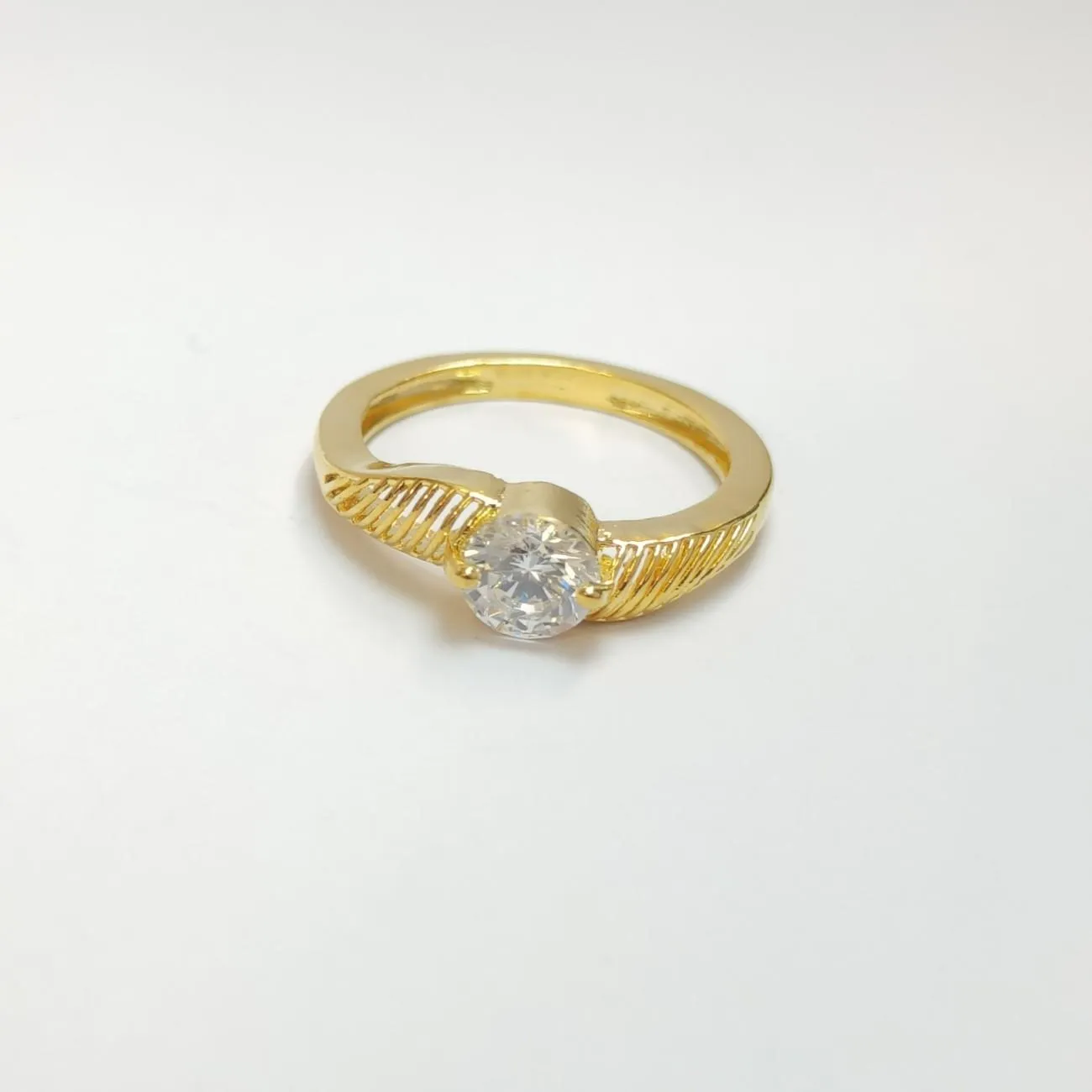 Celestia Textured Solitaire Ring – Gold Plated