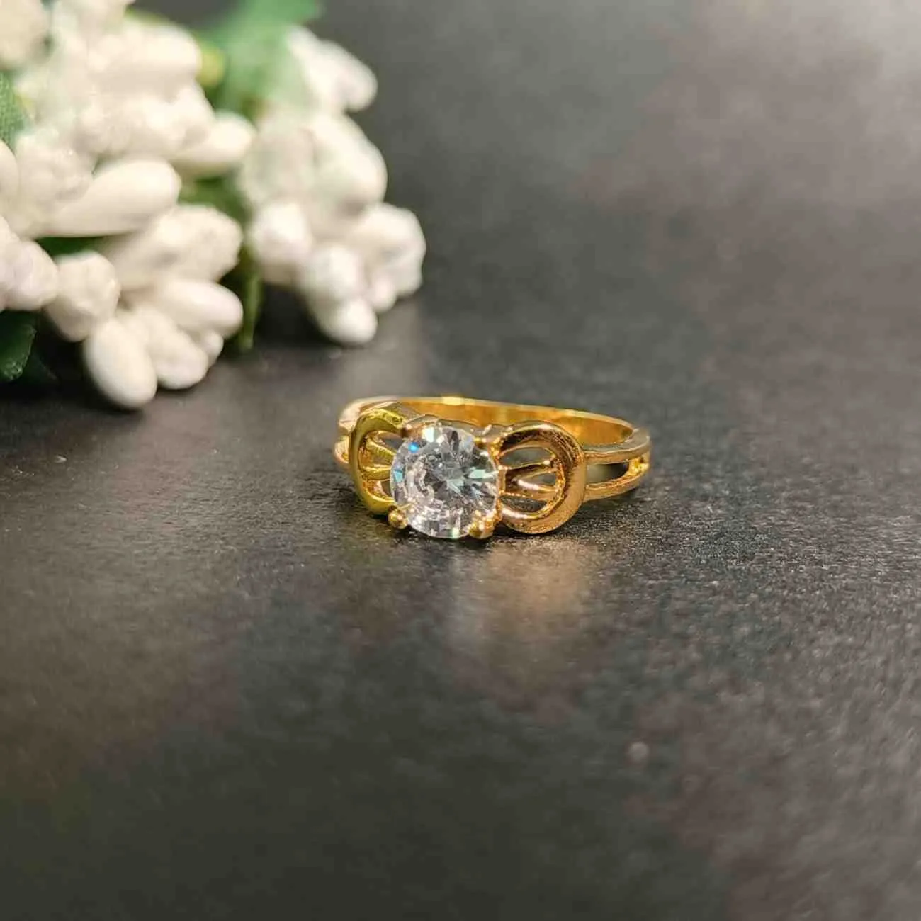 Eterna Bow Solitaire Ring – Gold Plated