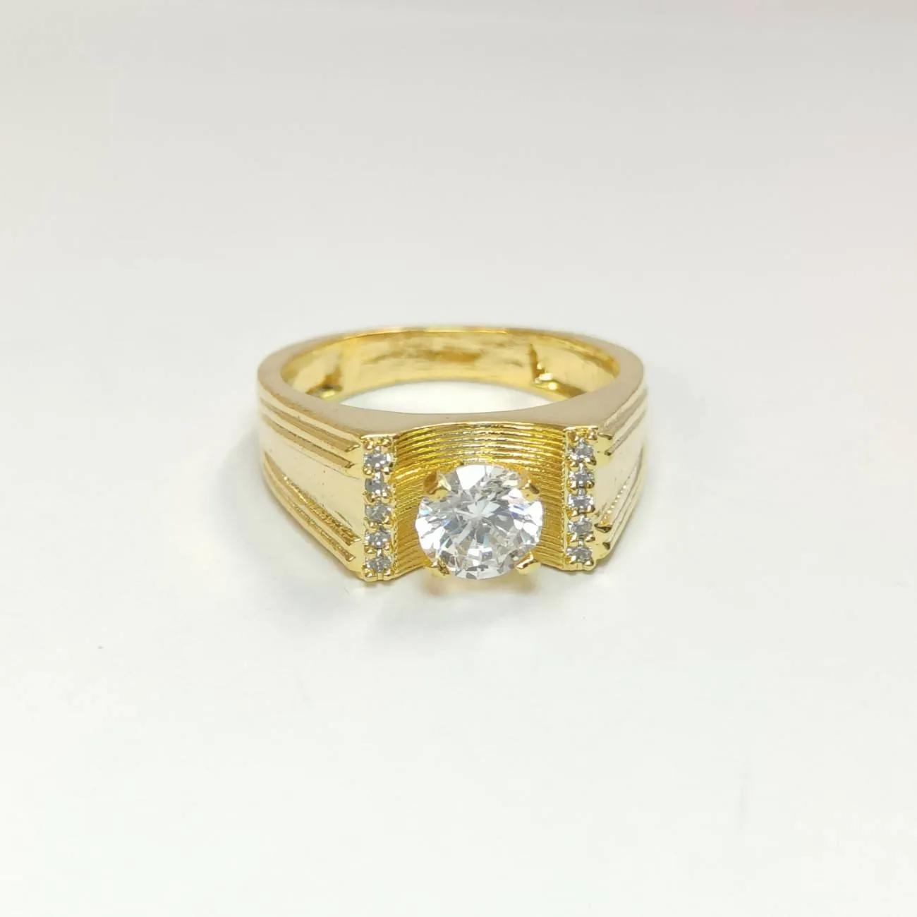 Regal Crest Solitaire Ring – Gold Plated