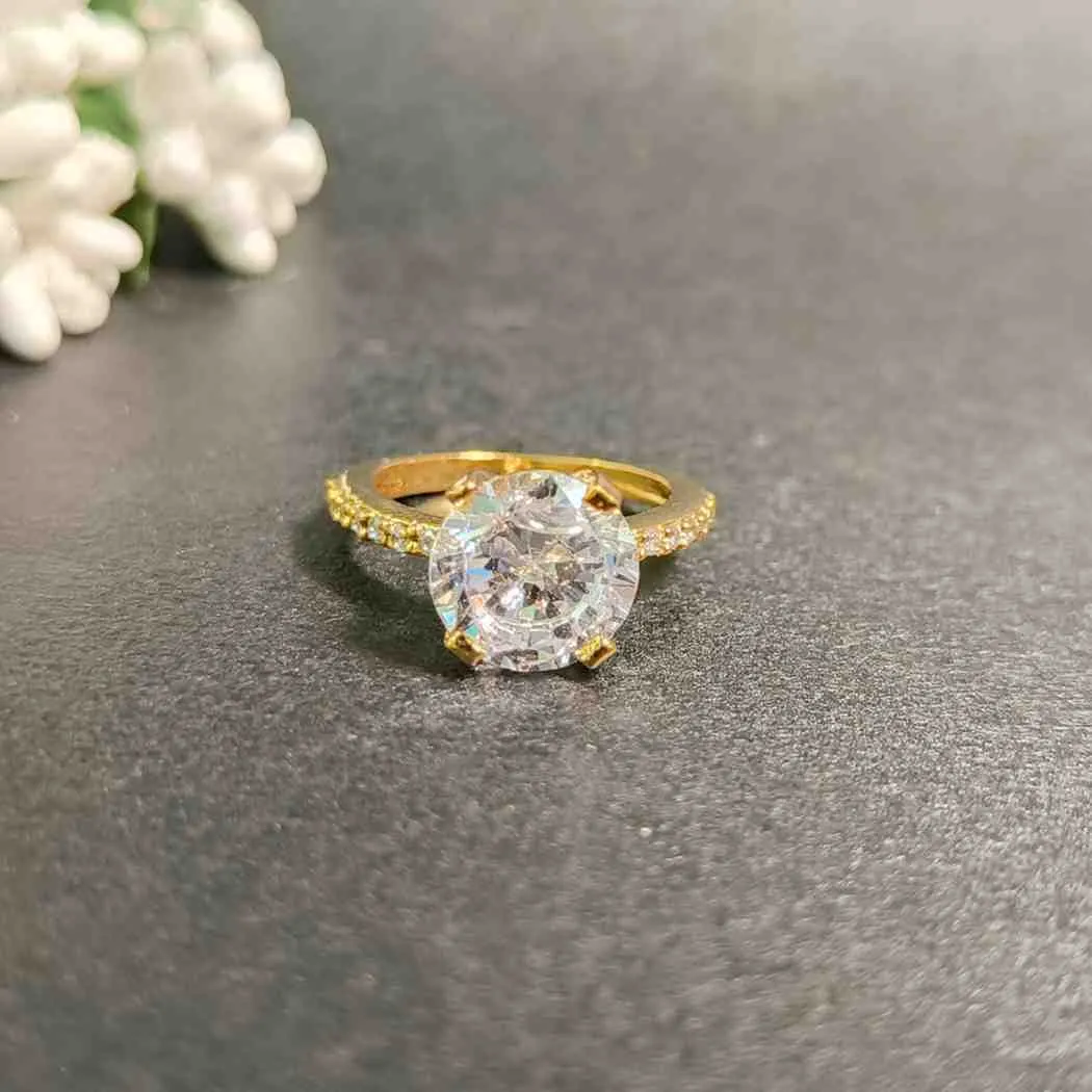 Aurora Grande Solitaire Ring – Gold Plated