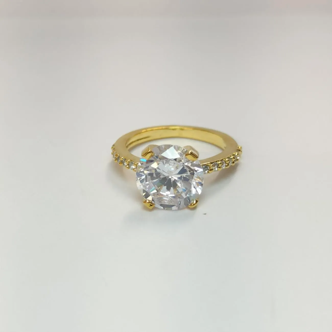 Aurora Grande Solitaire Ring – Gold Plated