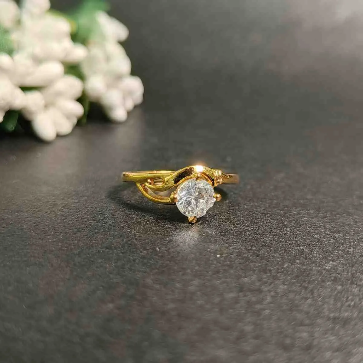 Celestia Twist Solitaire Ring – Gold Plated