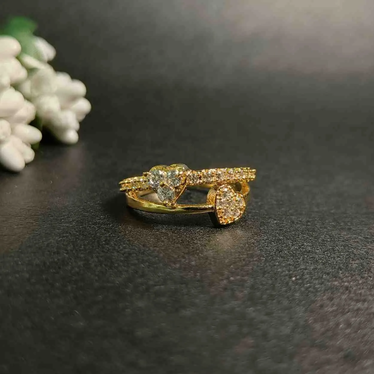 Twin Hearts Eternal Gold Spark Ring