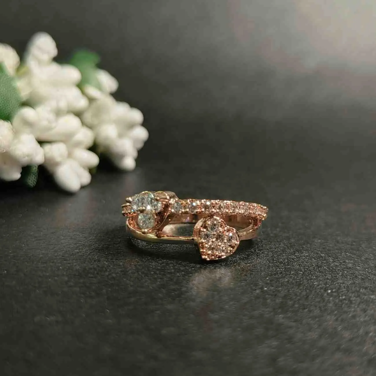 Twin Hearts Eternal Rosegold Spark Ring