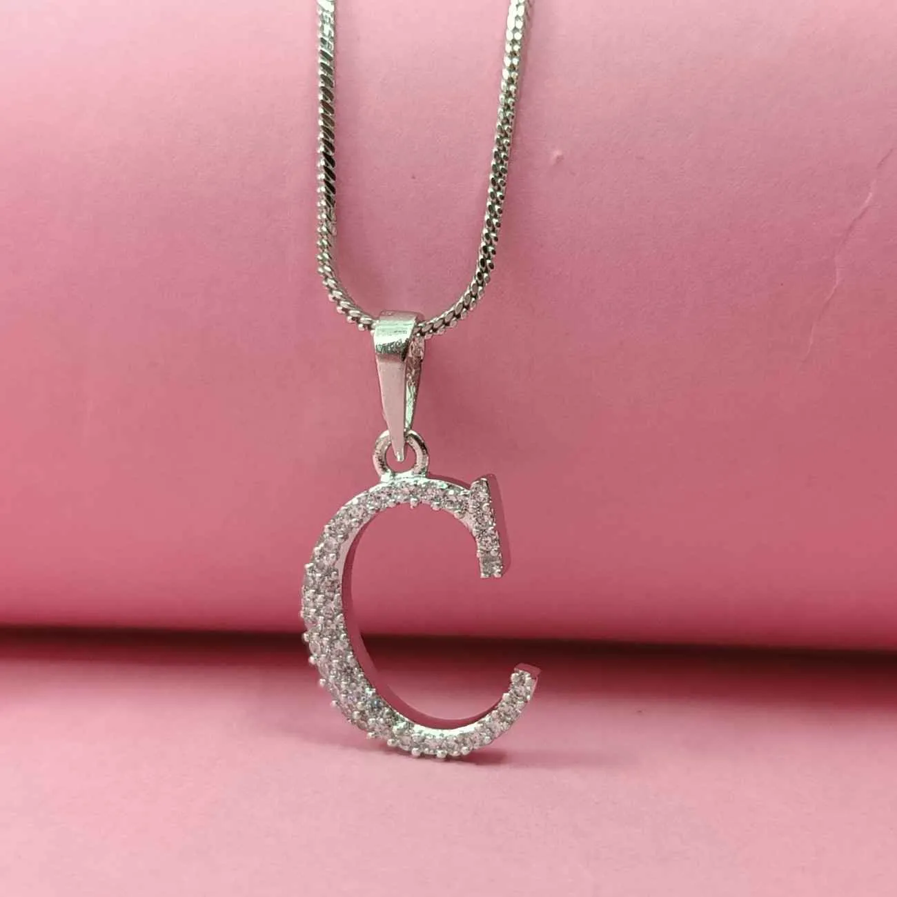 Nimoraa Silver Initial "C" Pendant