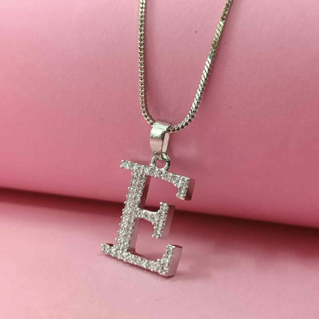 Nimoraa Silver Small Initial "E" Pendant