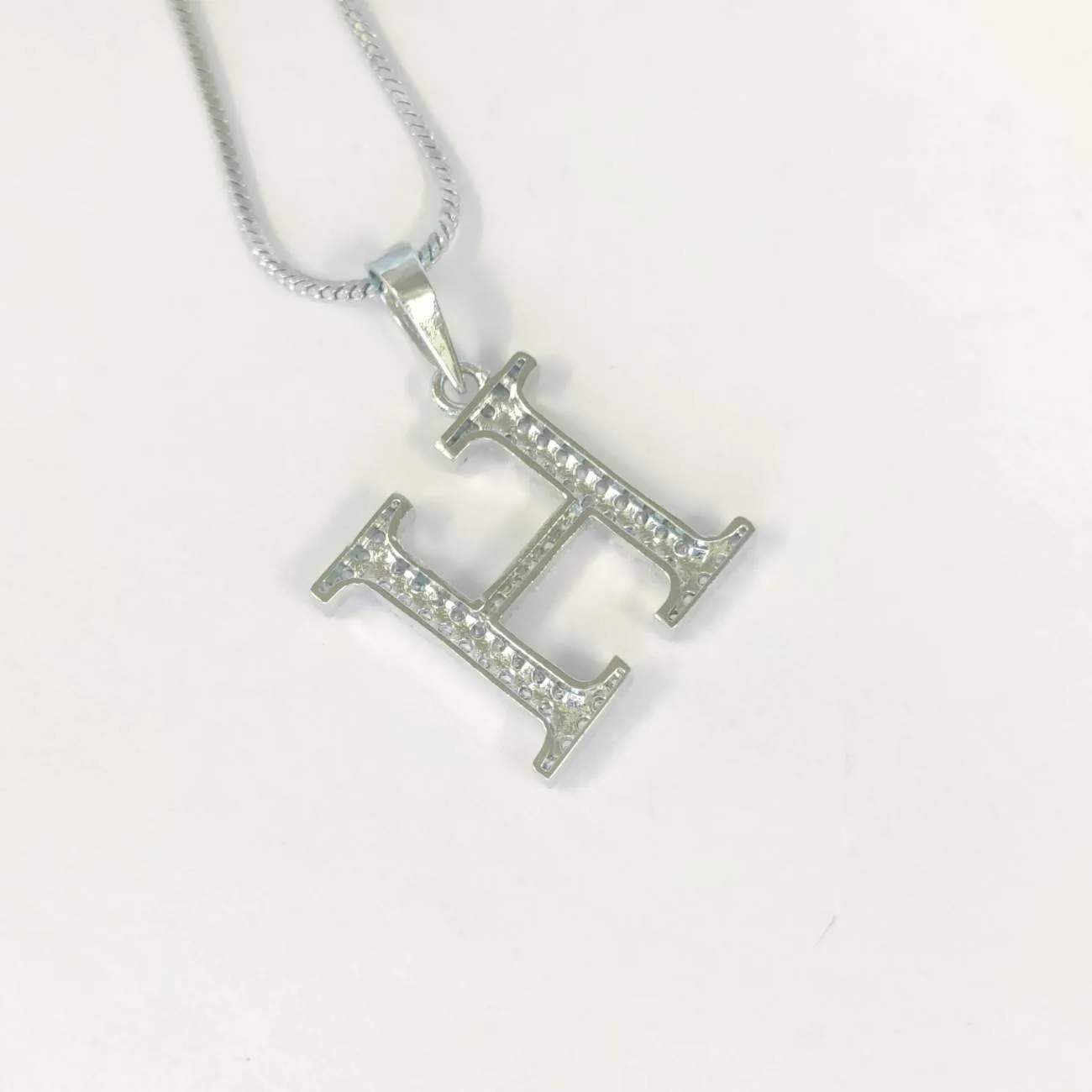 Nimoraa Silver Small Initial "H" Pendant