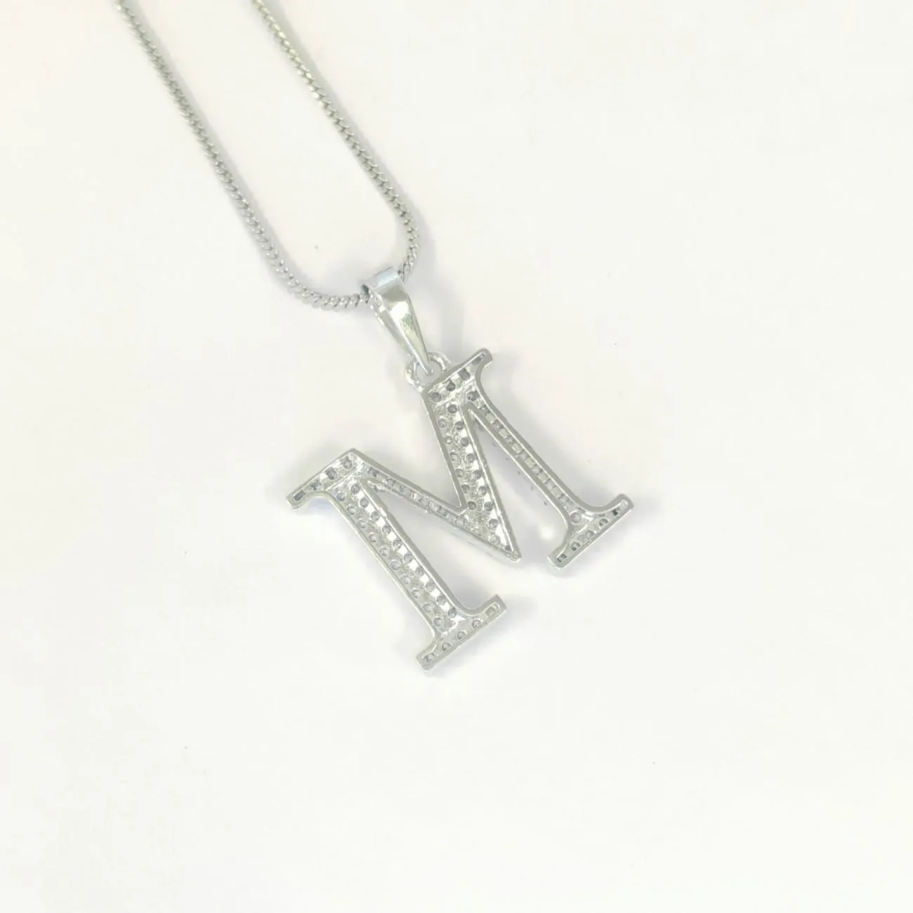 Nimoraa Silver Small Initial "M" Pendant