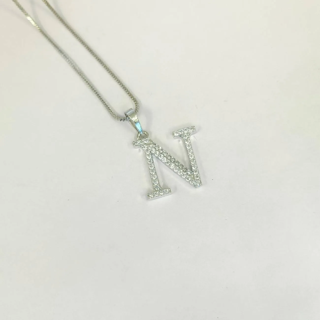 Nimoraa Silver Small Initial "N" Pendant