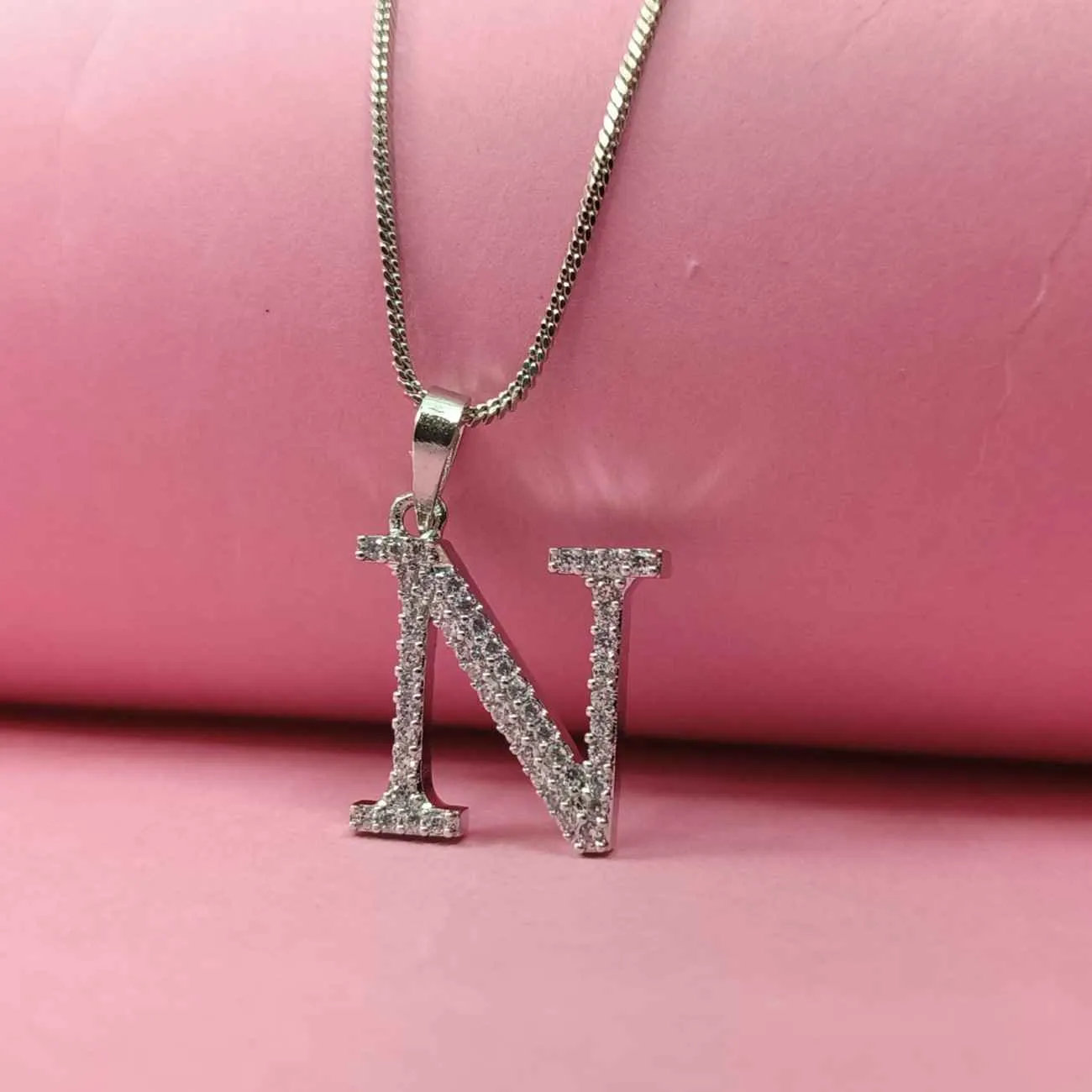 Nimoraa Silver Small Initial "N" Pendant