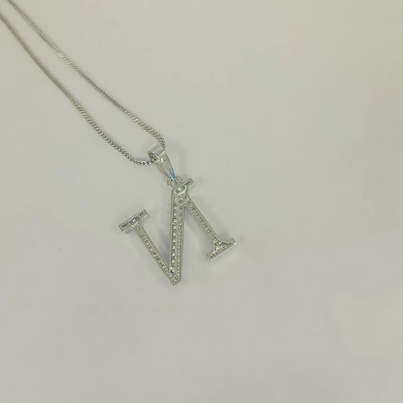 Nimoraa Silver Small Initial "N" Pendant