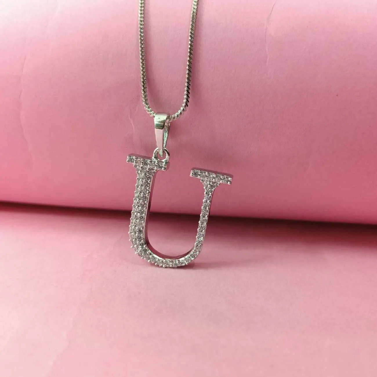 Nimoraa Silver Small Initial "U" Pendant