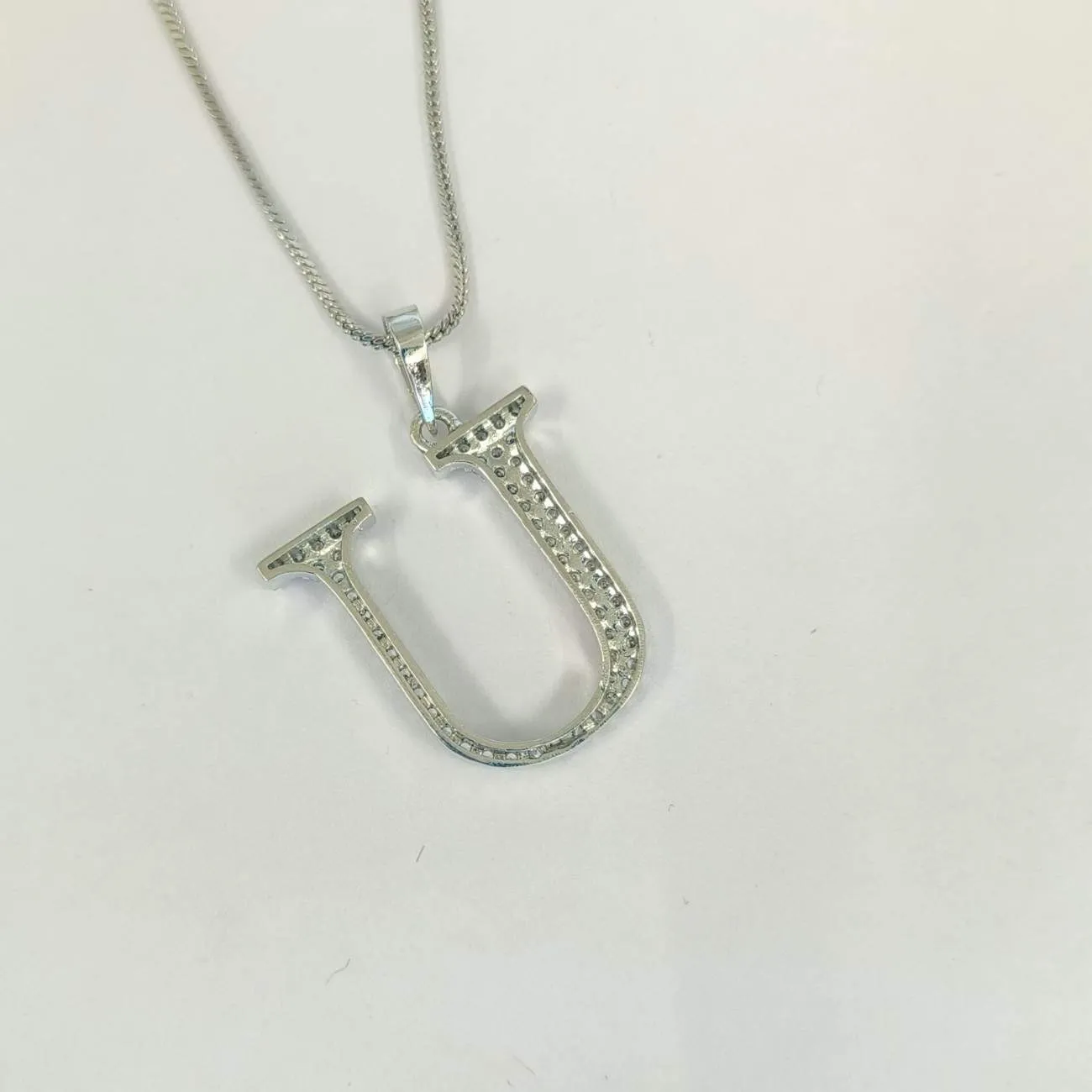 Nimoraa Silver Small Initial "U" Pendant