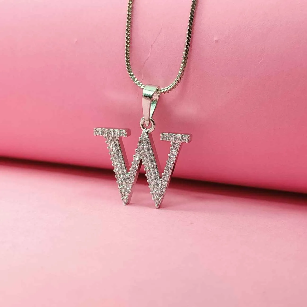 Nimoraa Silver Small Initial "W" Pendant