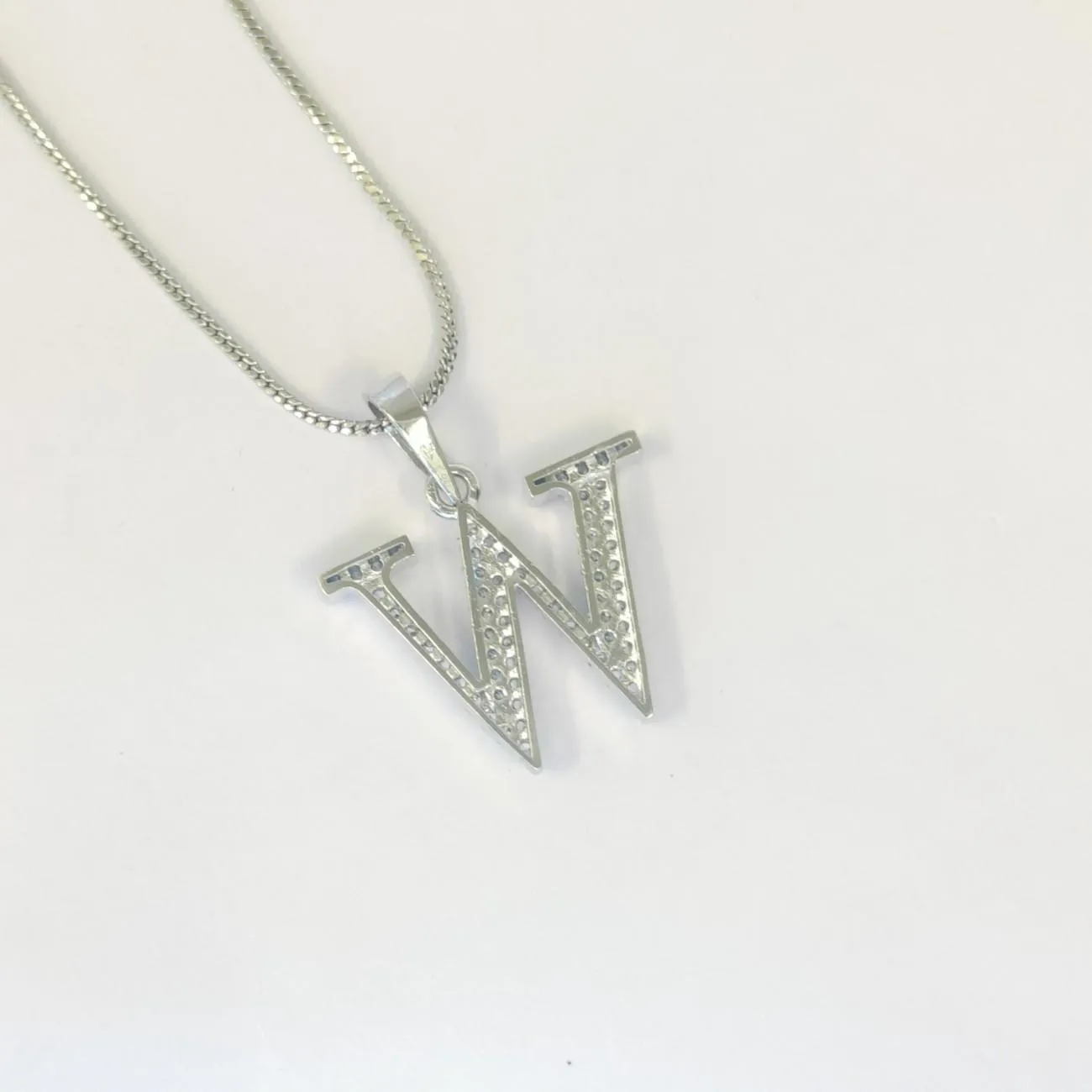 Nimoraa Silver Small Initial "W" Pendant