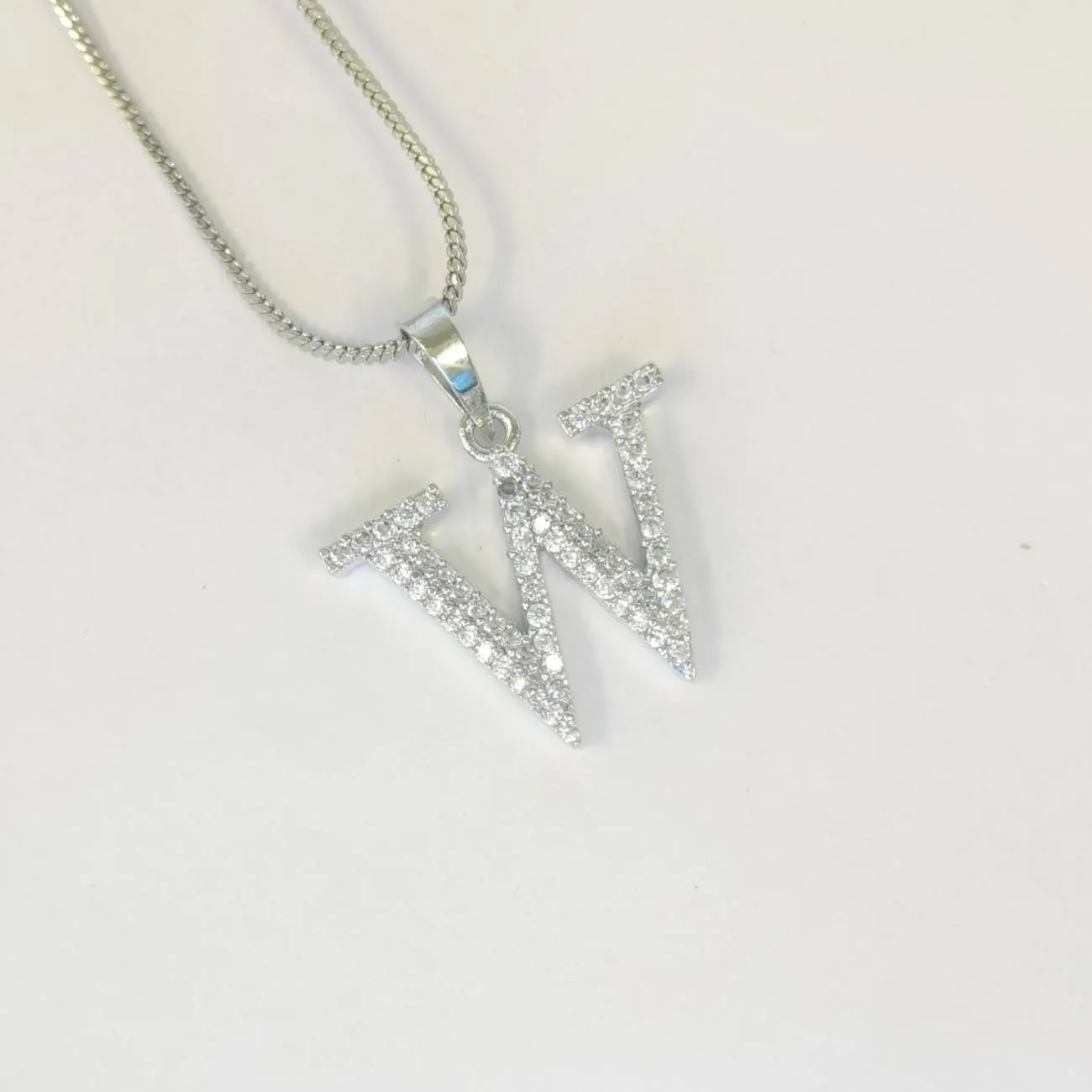 Nimoraa Silver Small Initial "W" Pendant