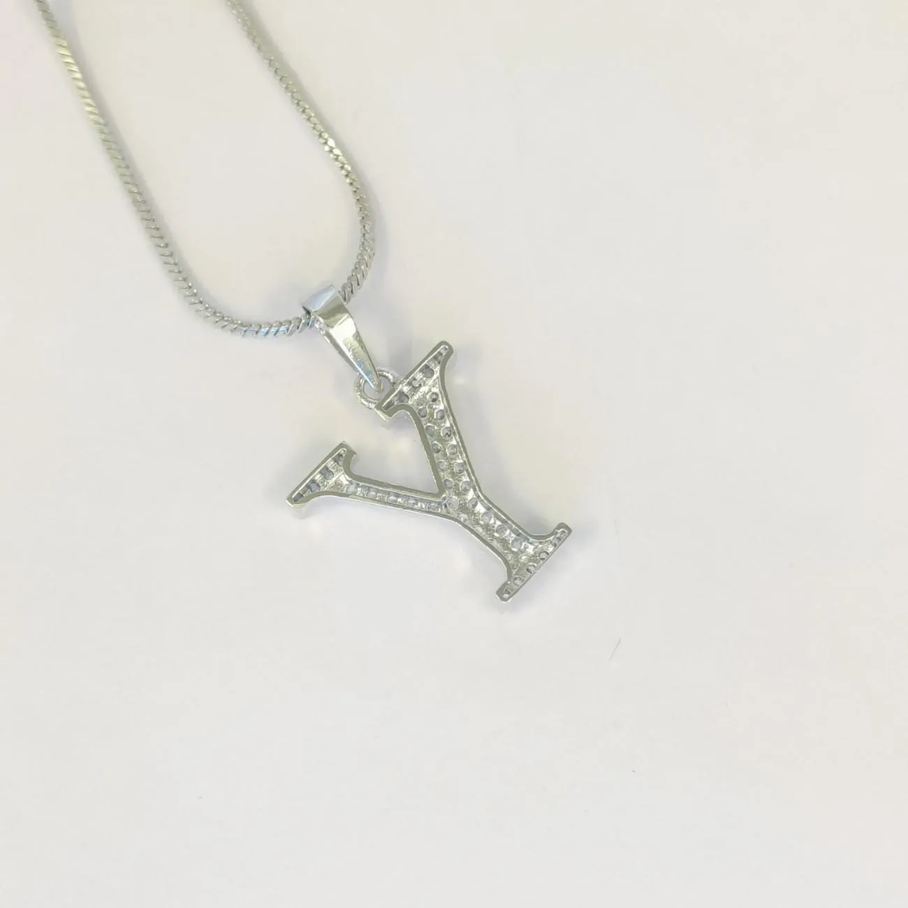 Nimoraa Silver Small Initial "Y" Pendant