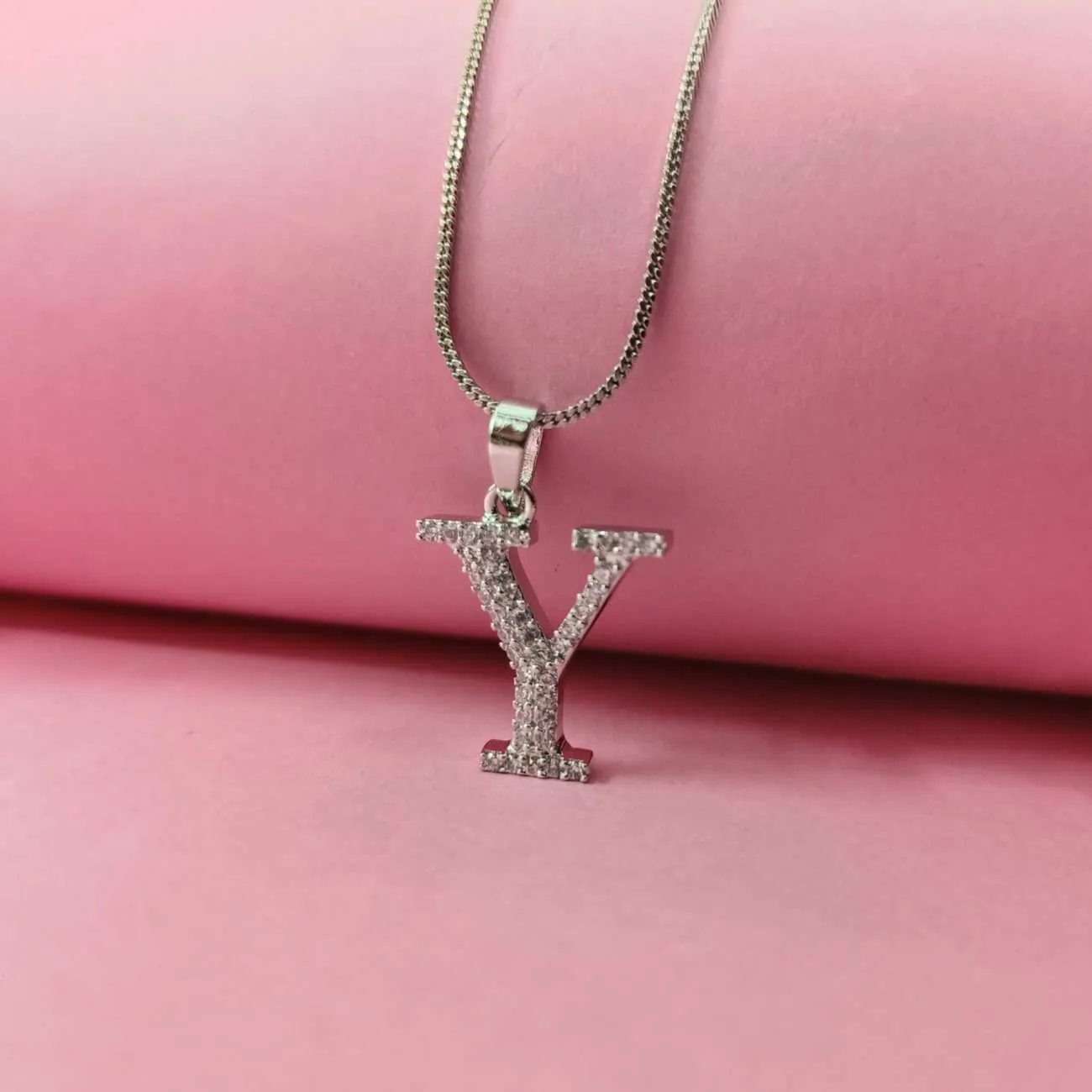Nimoraa Silver Small Initial "Y" Pendant